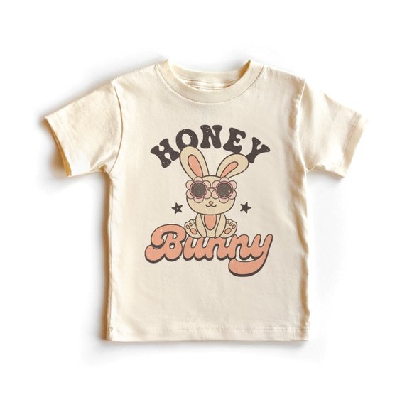 Aurlex Tees Other - Groovy Honey Bunny Cute Girls & Boys Retro Easter Natural Graphic Tee